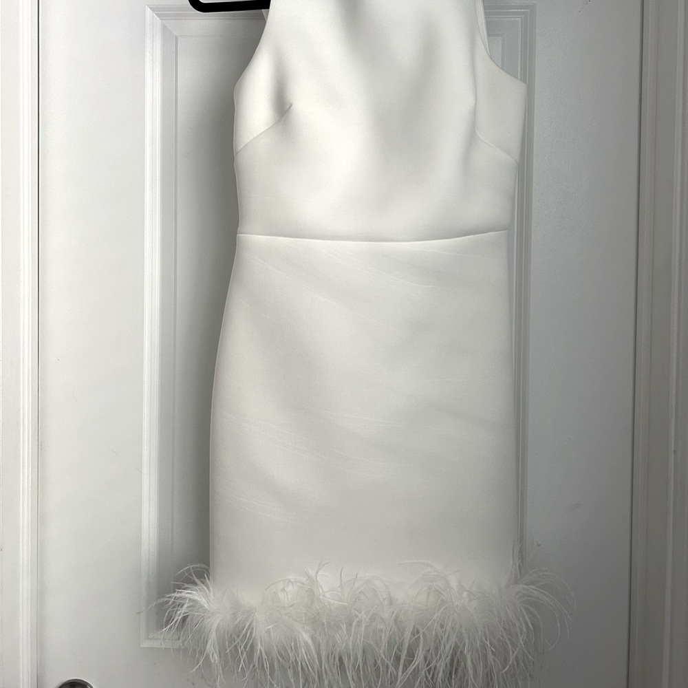 Feathered Open-Back Dress